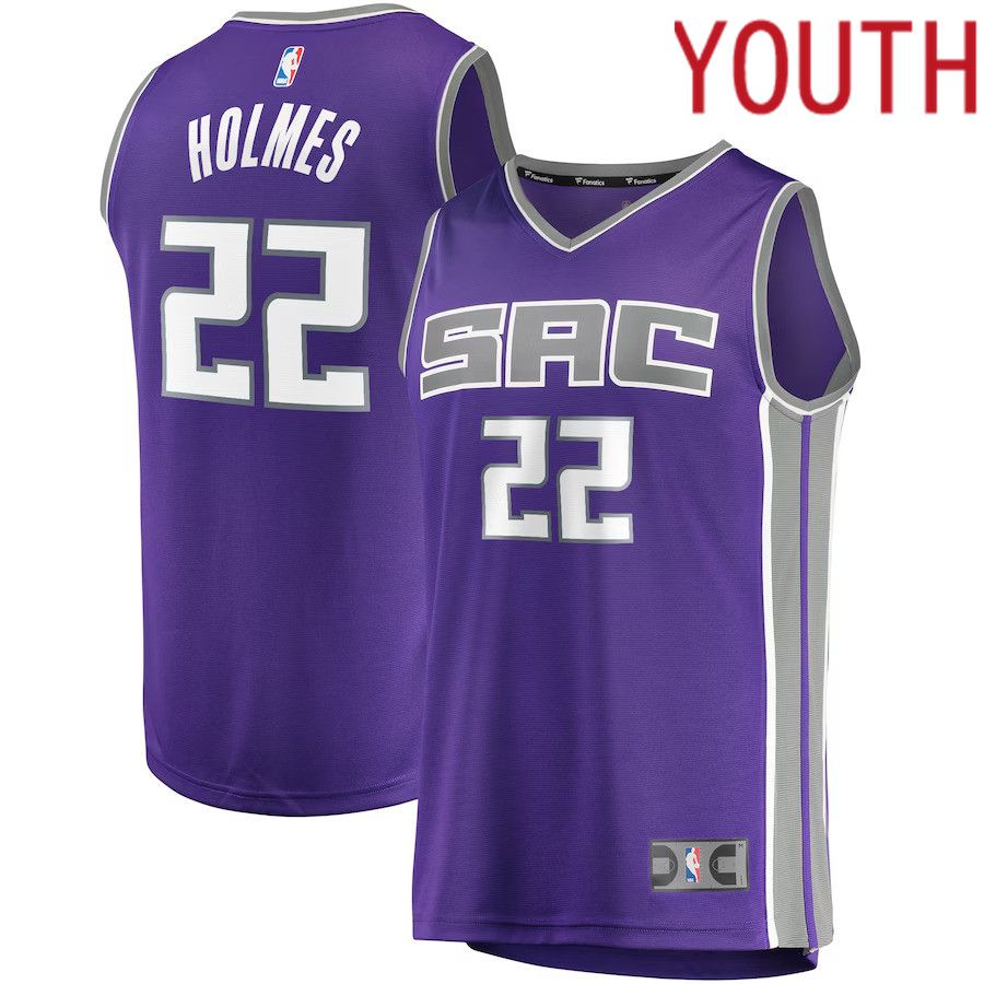 Youth Sacramento Kings 22 Richaun Holmes Fanatics Branded Purple Fast Break Player NBA Jersey